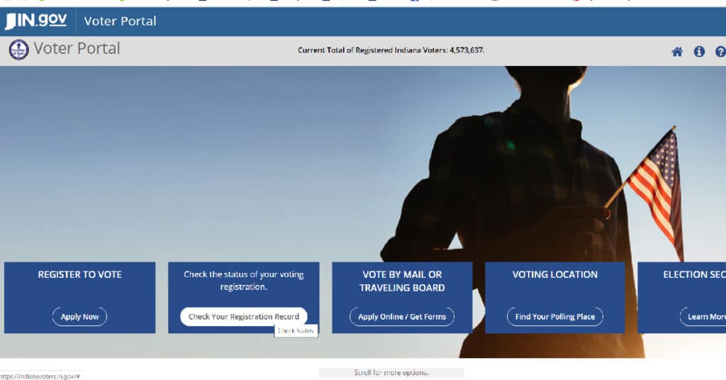 checking voter status website screen shot Indiana elections