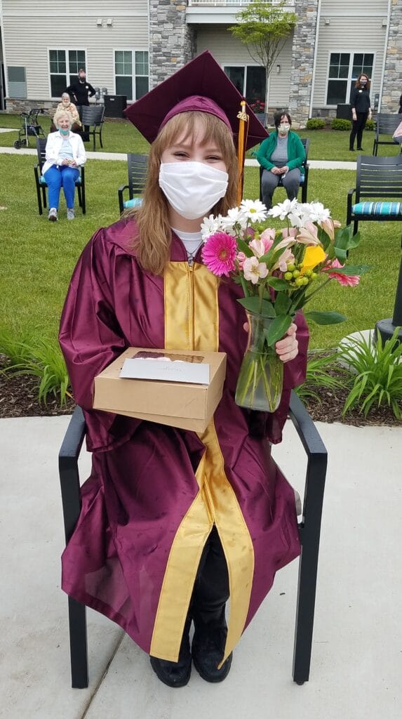 Megan Pratt in cap and gown