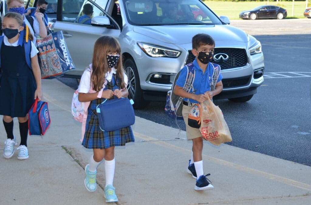 students going to school