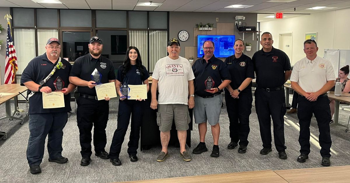 Firefighters and EMS who saved the life of Al the Crossing Guard honored at Chesterton Town Council meeting