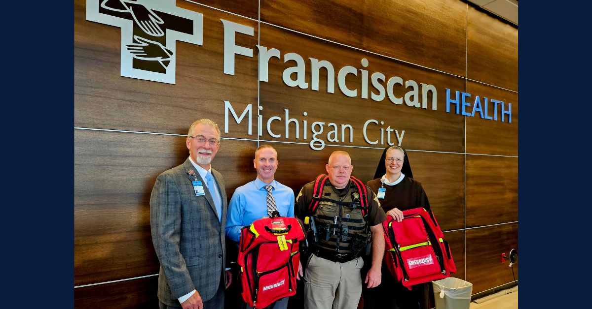 Franciscan Health Michigan City donates emergency equipment backpacks, CPR gear to LaPorte Co. Sheriff’s Office