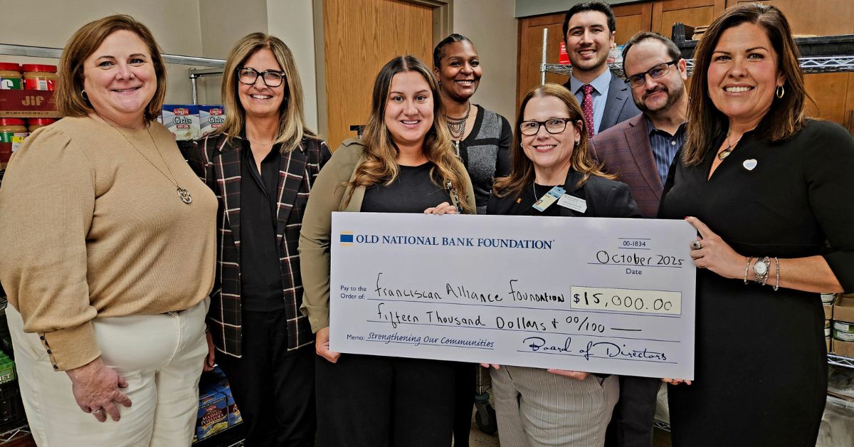Old National Bank donates $15K to Franciscan’s Food Insecurity Program
