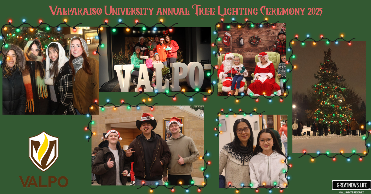 Valparaiso University celebrates 11th annual tree lighting ceremony with students, staff, Santa Claus and the community