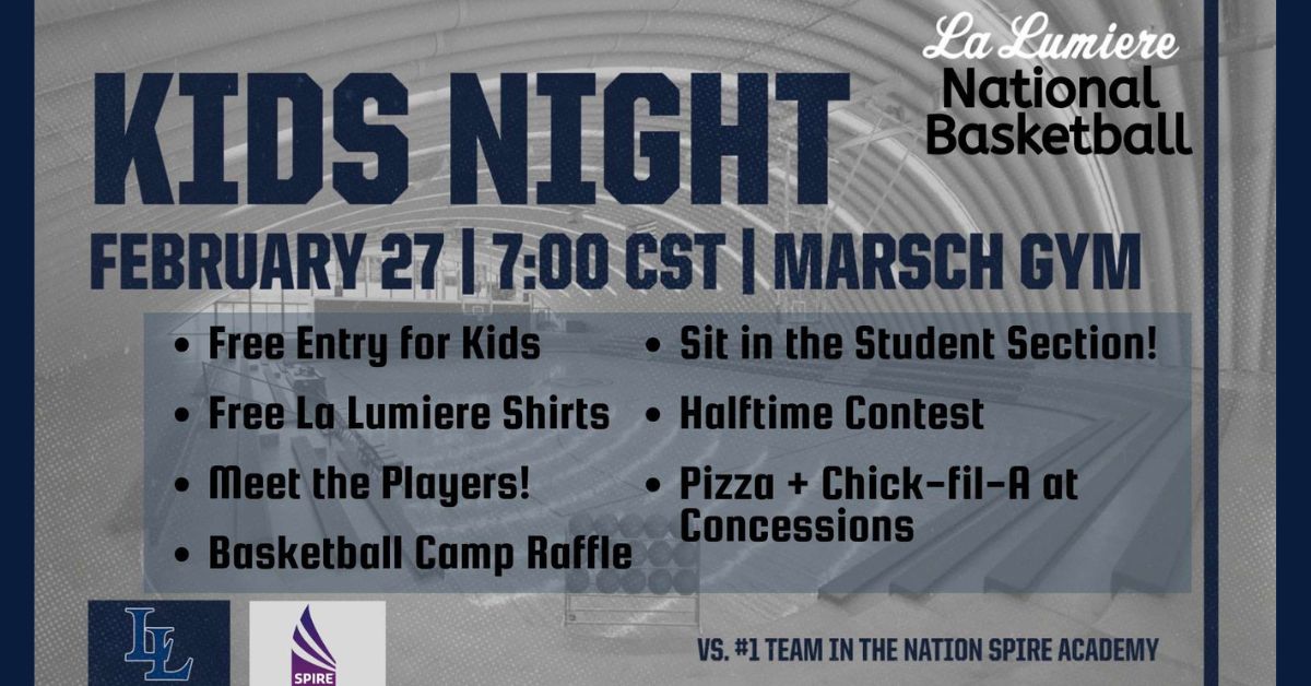 La Lumiere to Host Kids Night with National Basketball Team facing #1 Team in the Nation