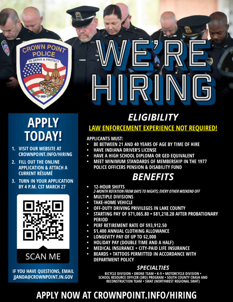 Crown Point Police Accepting Applications for Officers - GreatNews.Life