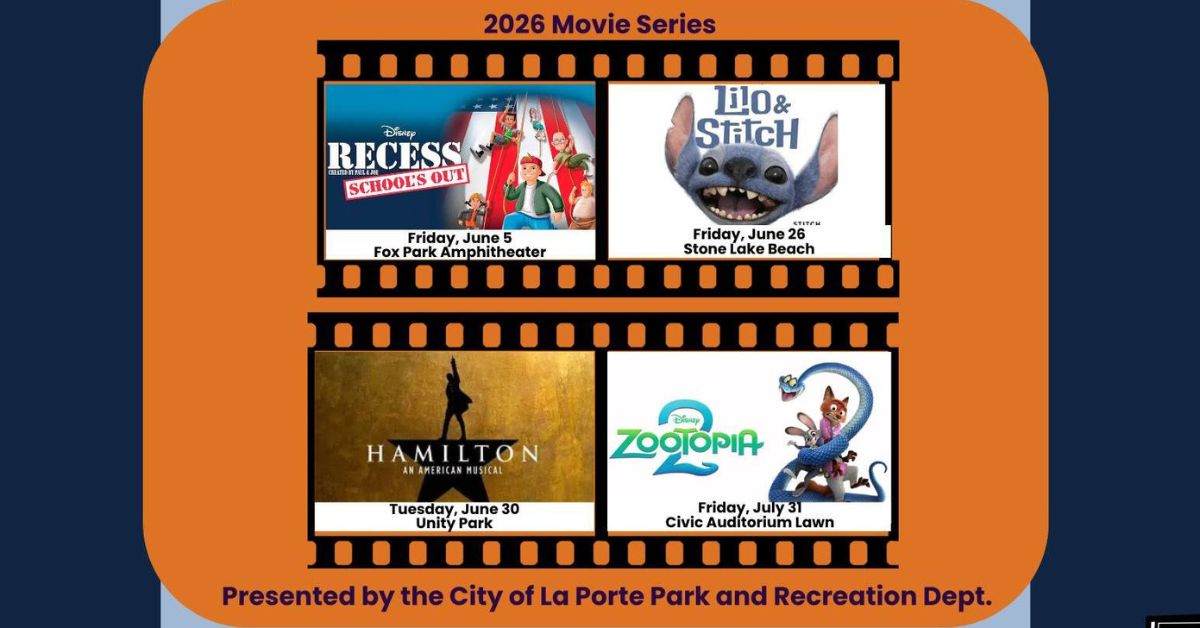 City of La Porte Parks and Recreation Announces 2026 Movies in the Park Schedule
