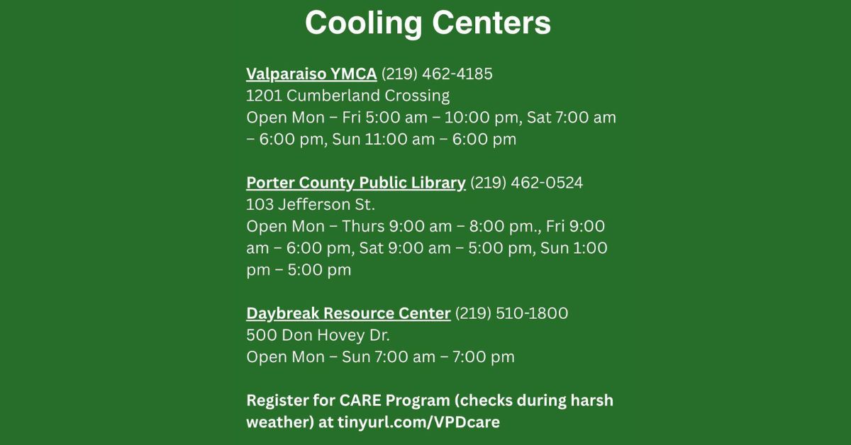City of Valparaiso Announces Cooling Centers 2026