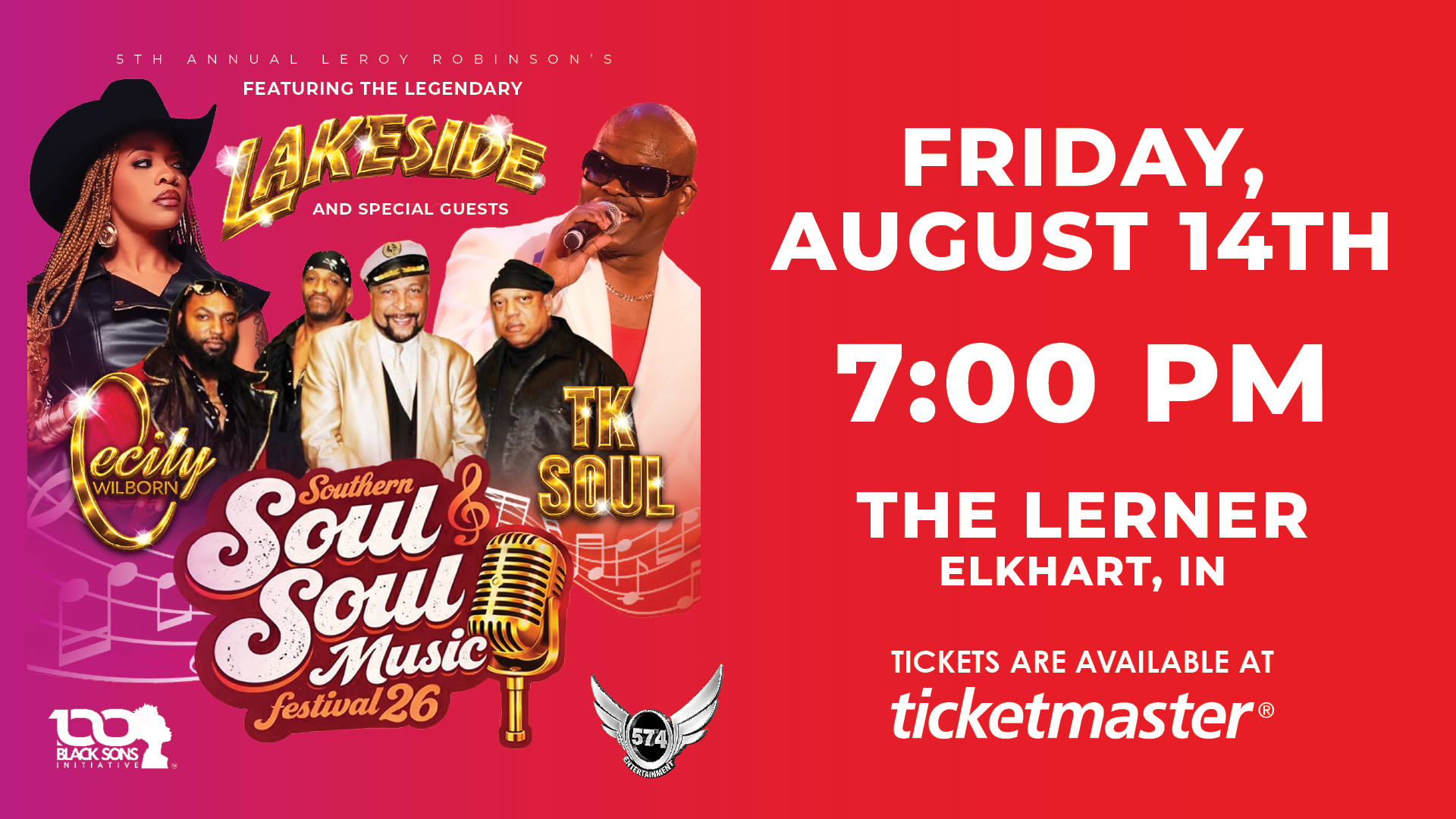 Updated Lineup Announcement 5th Annual Leroy Robinson Festival: Lakeside and Special Guests At The Lerner Theatre August 14th at 7:00pm