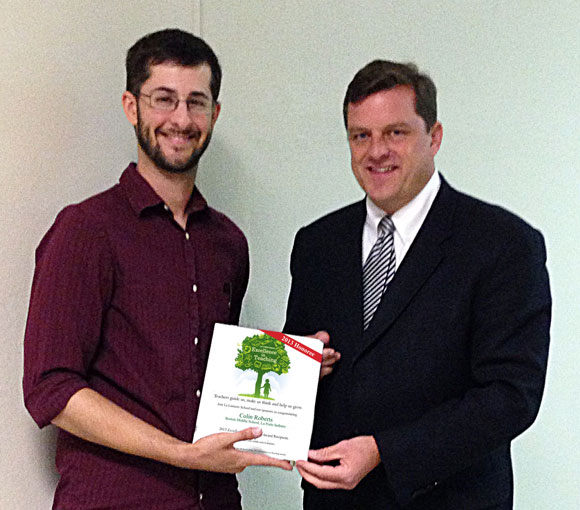 Colin Roberts of Boston Middle School Receives La Lumiere School’s Third Annual Excellence in Teaching Award