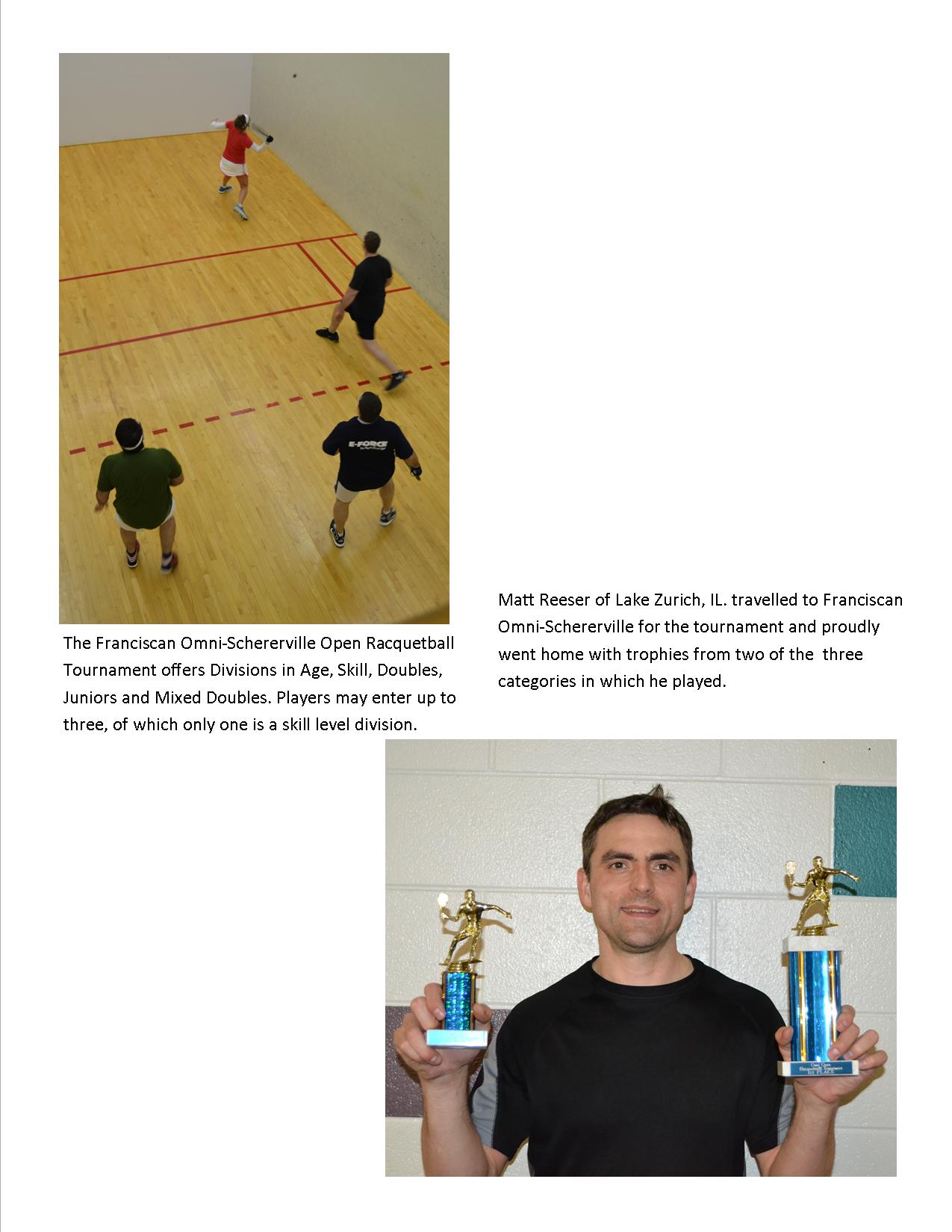 Franciscan Omni of Schererville will Host Their 30th Omni Open Racquetball Tournament on March 7th & 8th