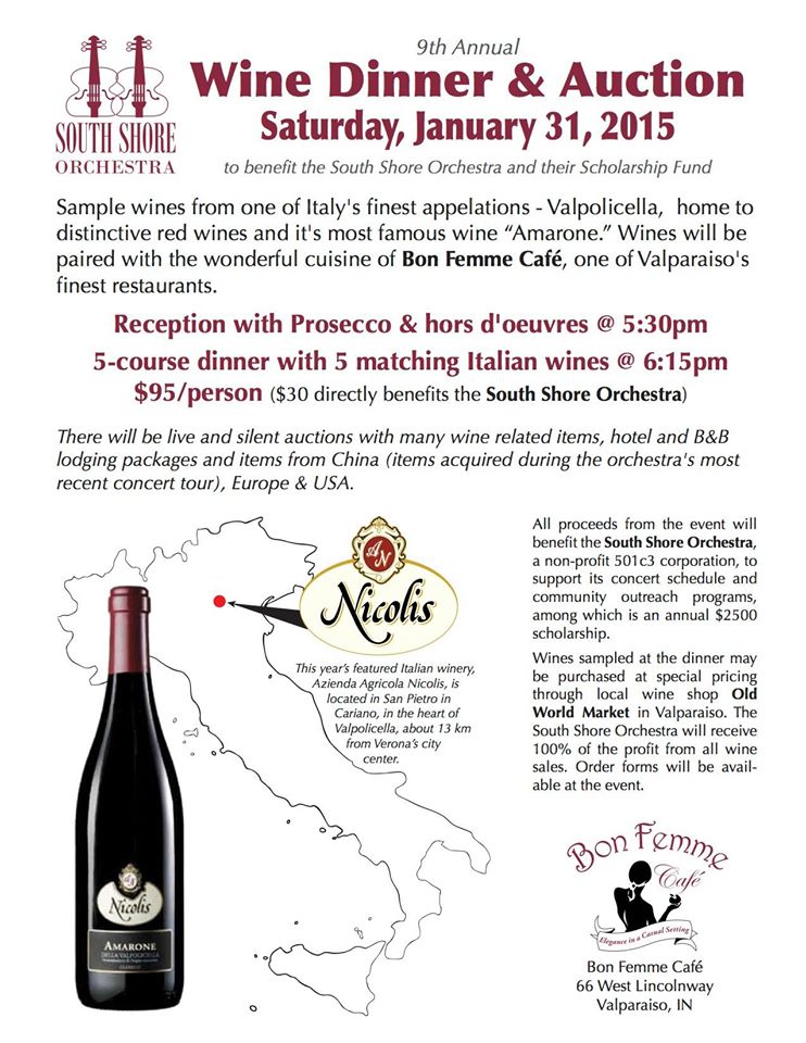 Italian Wines and Fine Dining Event to Help Orchestrate Music in our Community