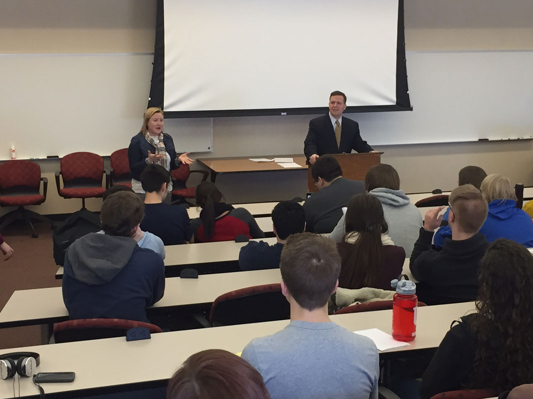 Mayor James Snyder Visits Portage High School on Thursday, February 19, 2015