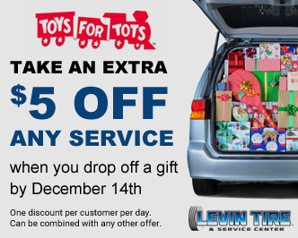 Make a Difference, Get a Difference: Get a Discount at Levin Tire by Bringing a Donation to Toys for Tots