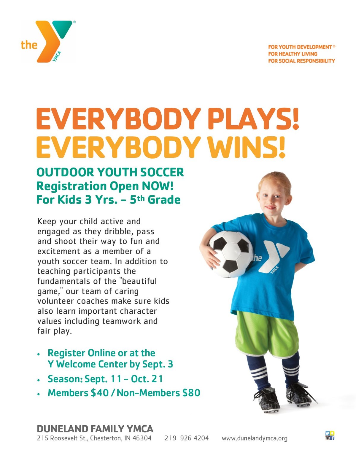 2017 Duneland Family YMCA Soccer Registration Now Open